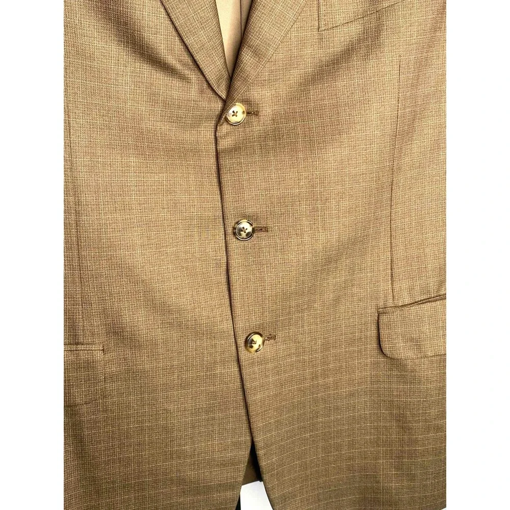 Ermenegildo Zegna Men's Blazer Sport Coat Jacket Size 50R brown‎ plaid silk wool